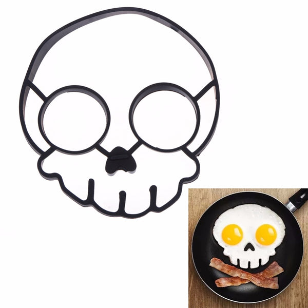 Moule silicone design - œufs et pancake - chat, chouette, crâne.